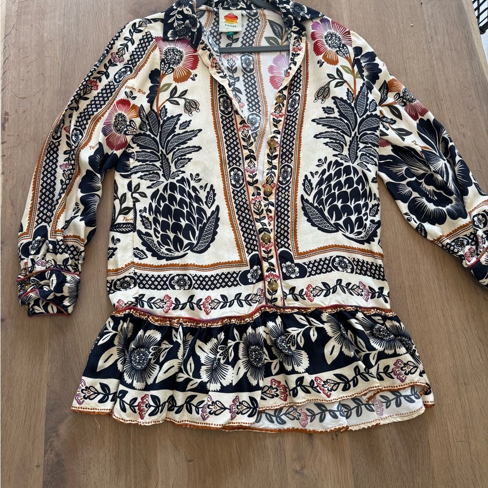 FARM Rio Cream and Black dress